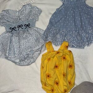 Floral and Sunflower Baby Romper Bundle 3-6m